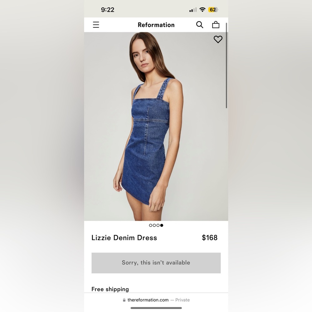 Reformation Lizzie Denim Dress NWT